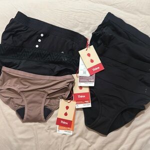 Lot of 8 Never Worn XS Thinx Black and Mauve Underwear Set